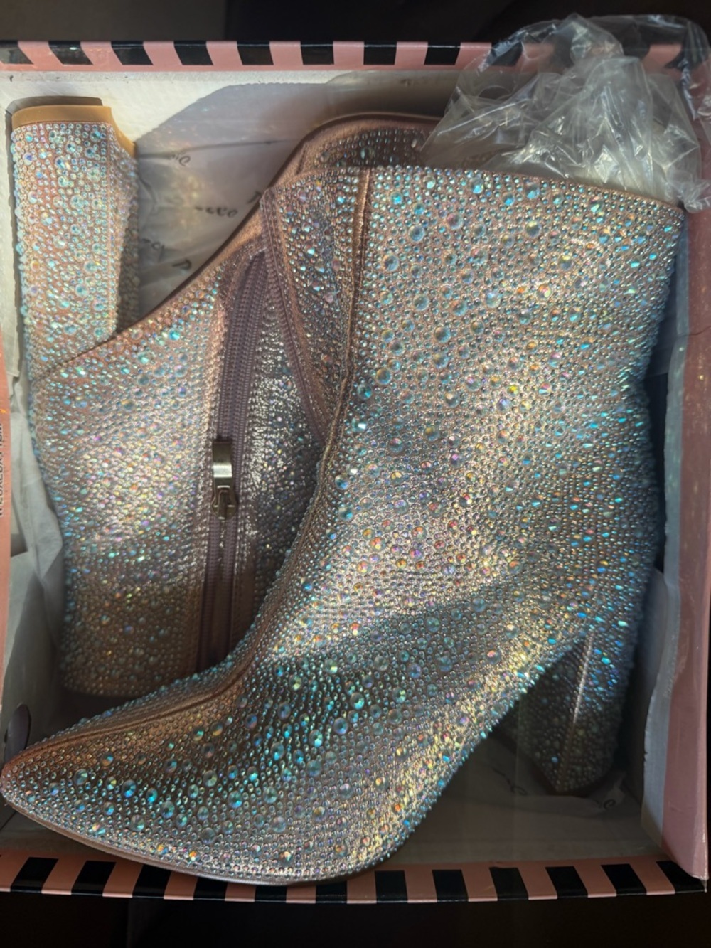 Sparkle Pointed Toe Ankle Boots - champagne - Picture 6 of 8